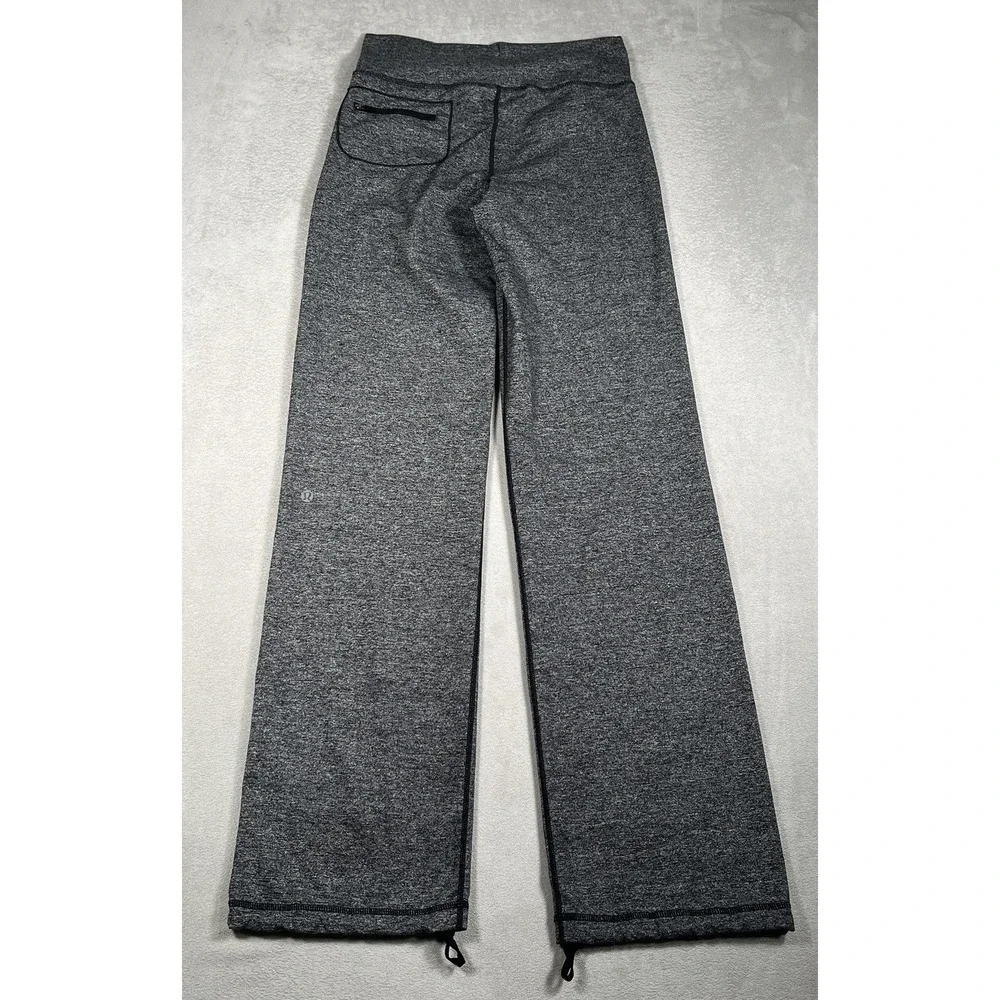 Lululemon Still Wide Leg Pants Women's 4 Heather Gray Cinch Hem Zipper Pocket
